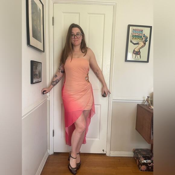 Y2K Vintage Asymetrical Strapless Tubetop Dress - Picture 3 of 10